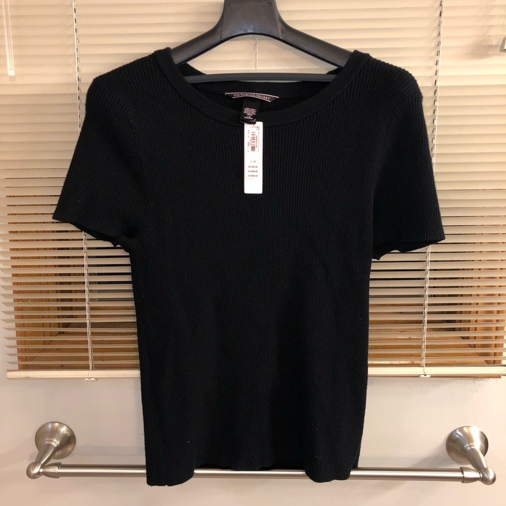 NWT Victoria Secret Ribbed Short Sleeve Knit top